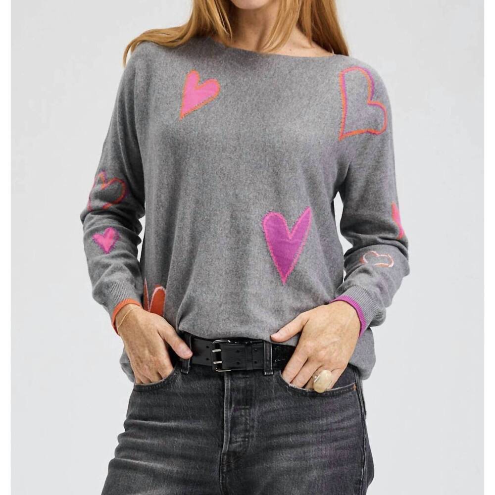 NEW ZAKET & PLOVER intarsia hearts sweater in cloud